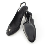 Chanel Satin Sling Back CC Logo Rhinestone Mules Black 37c — view 5