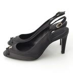 Chanel Satin Sling Back CC Logo Rhinestone Mules Black 37c — view 3