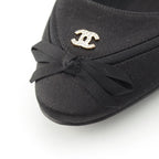 Chanel Satin Sling Back CC Logo Rhinestone Mules Black 37c — view 8