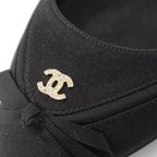 Chanel Satin Sling Back CC Logo Rhinestone Mules Black 37c — view 9