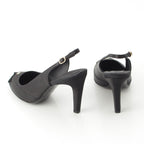 Chanel Satin Sling Back CC Logo Rhinestone Mules Black 37c — view 4