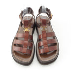 Celine Triomphe Leather Clair Gladiator Sandals Dark Brown — view 2