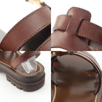 Celine Triomphe Leather Clair Gladiator Sandals Dark Brown — view 9