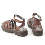 Celine Triomphe Leather Clair Gladiator Sandals Dark Brown — view 4