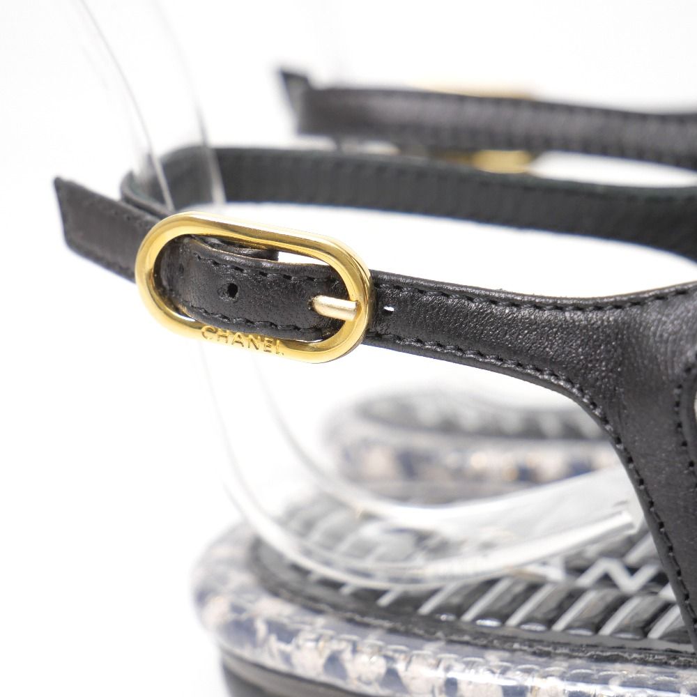 Chanel Sandals 36 10c CC Logo CC Ankle Strap Chain Thong — view 6