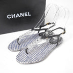 Chanel Sandals 36 10c CC Logo CC Ankle Strap Chain Thong