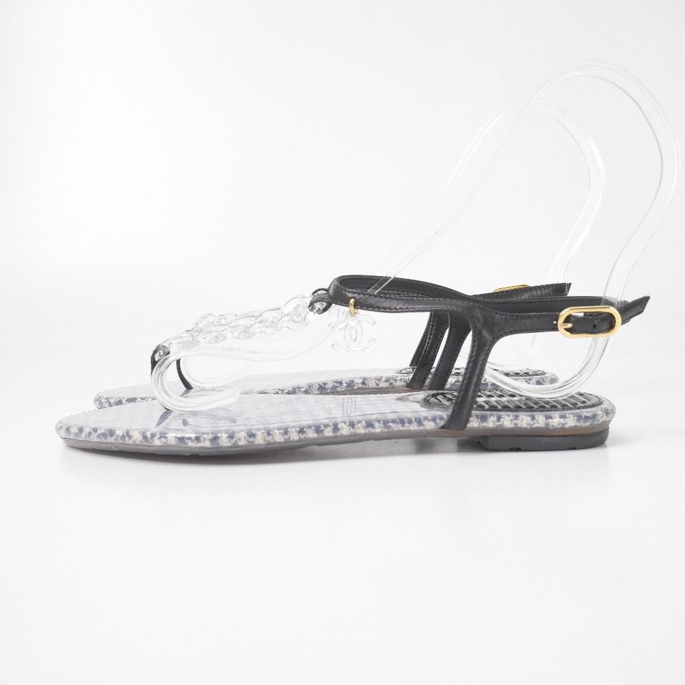 Chanel Sandals 36 10c CC Logo CC Ankle Strap Chain Thong — view 2