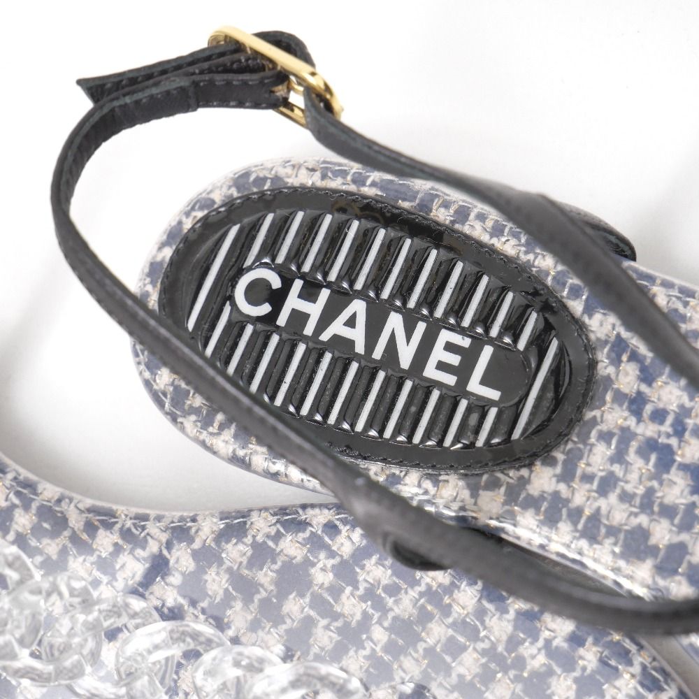 Chanel Sandals 36 10c CC Logo CC Ankle Strap Chain Thong — view 7