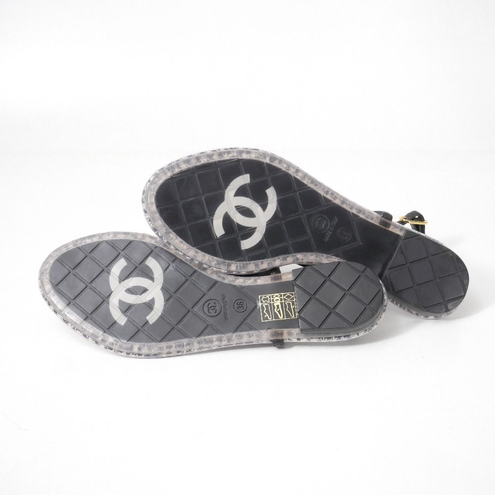 Chanel Sandals 36 10c CC Logo CC Ankle Strap Chain Thong — view 8