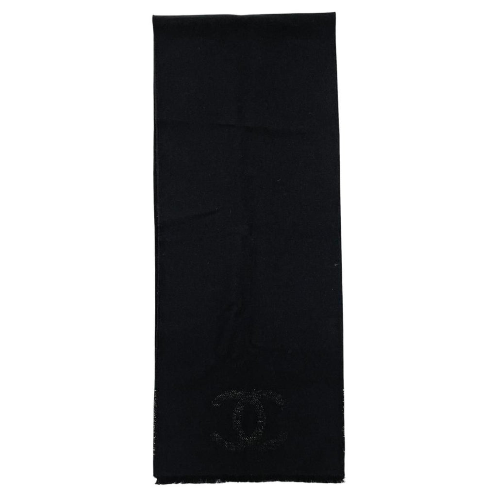 Chanel Scarf CC Logo Wool Lame Black Gold — view 5