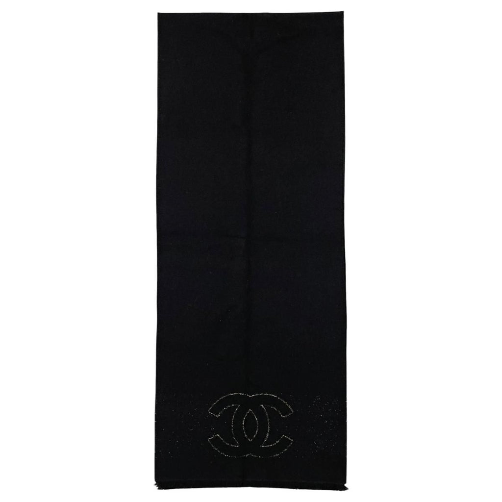 Chanel Scarf CC Logo Wool Lame Black Gold — view 4