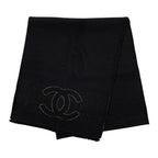 Chanel Scarf CC Logo Wool Lame Black Gold