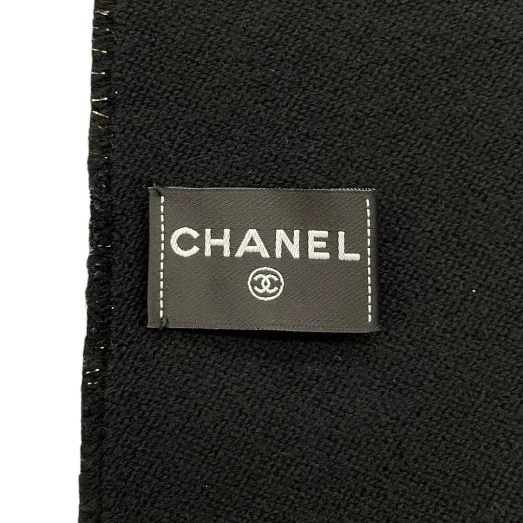 Chanel Scarf CC Logo Wool Lame Black Gold — view 7