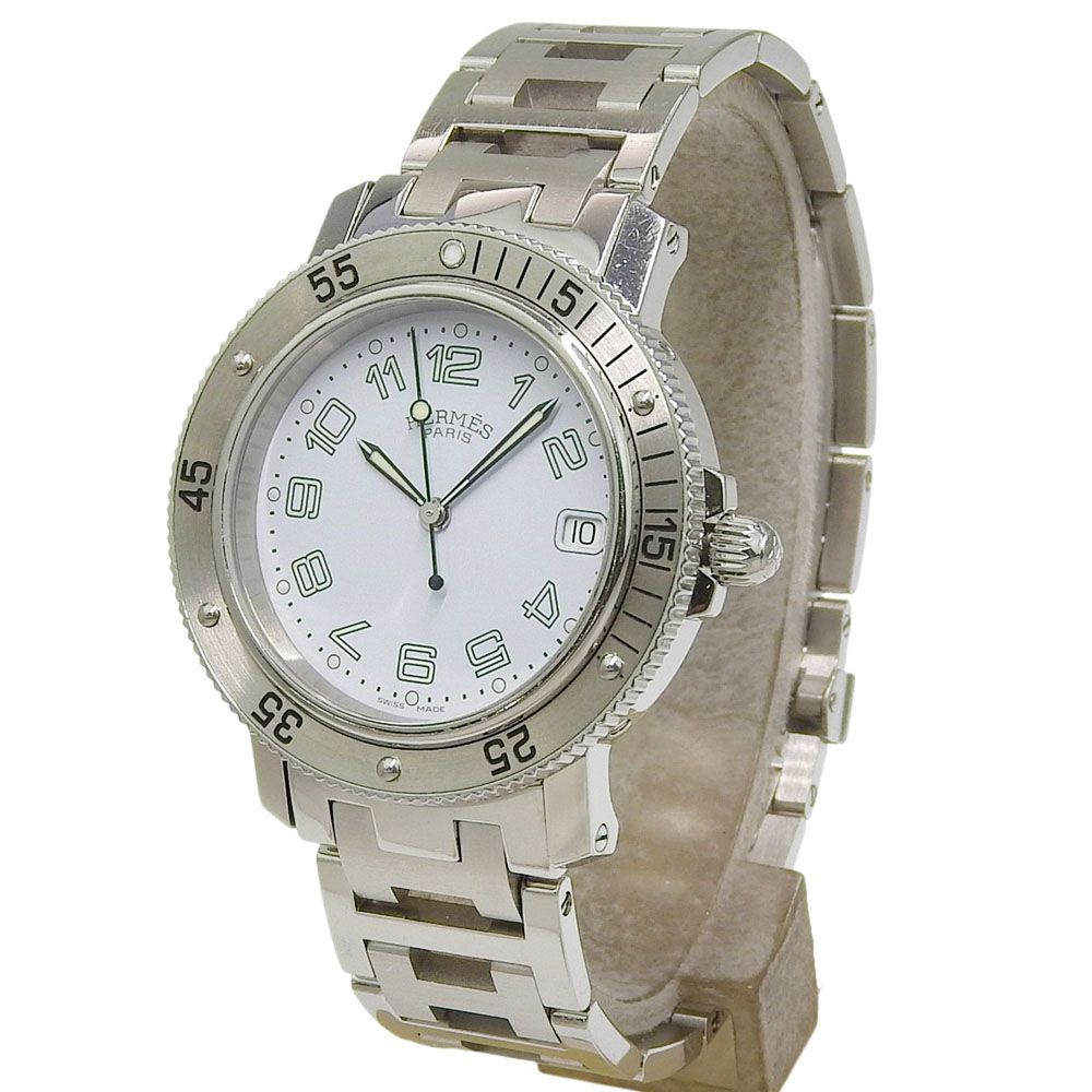 Hermes Clipper Diver Stainless Steel Quartz Analog Display White Dial Watch — view 2