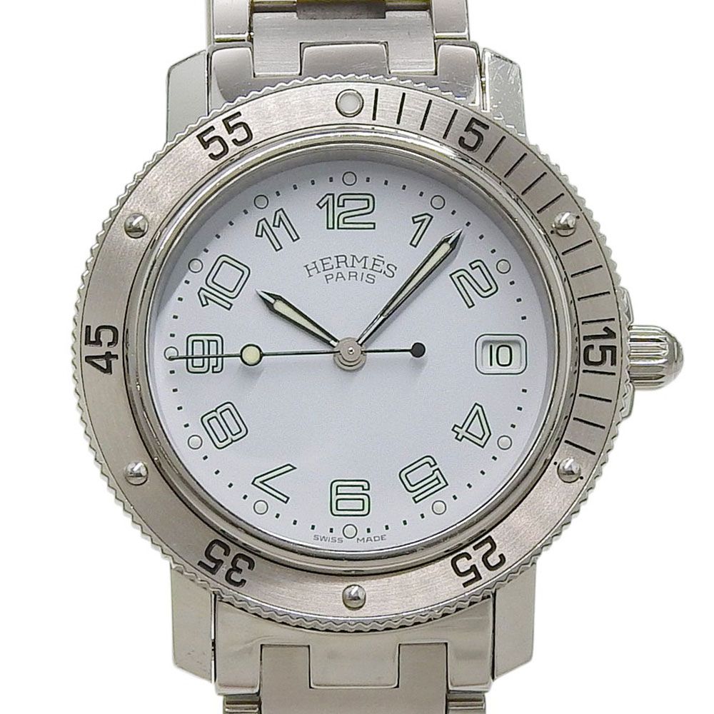 Hermes Clipper Diver Stainless Steel Quartz Analog Display White Dial Watch