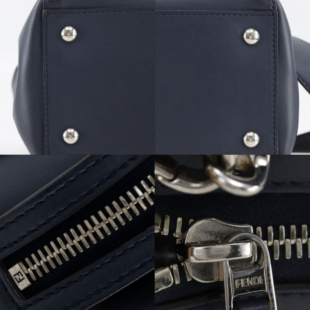 Fendi Com 2-Way Shoulder Calf Navy Blue Handbag — view 9