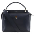 Fendi Com 2-Way Shoulder Calf Navy Blue Handbag