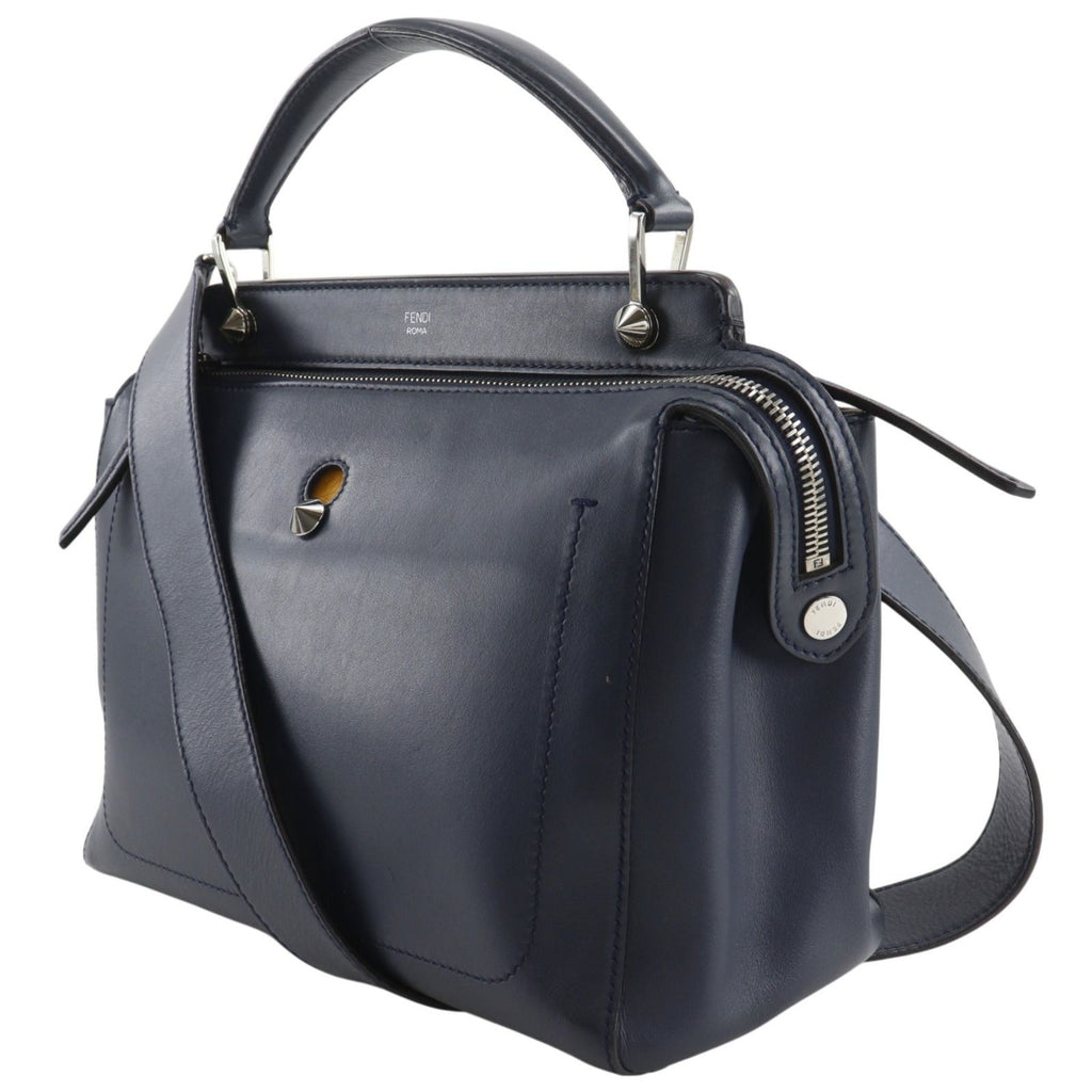 Fendi Com 2-Way Shoulder Calf Navy Blue Handbag — view 2