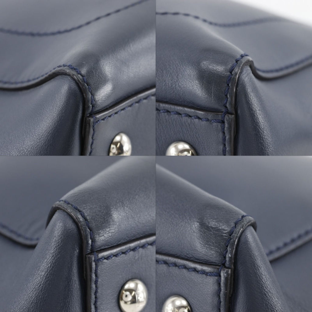 Fendi Com 2-Way Shoulder Calf Navy Blue Handbag — view 4