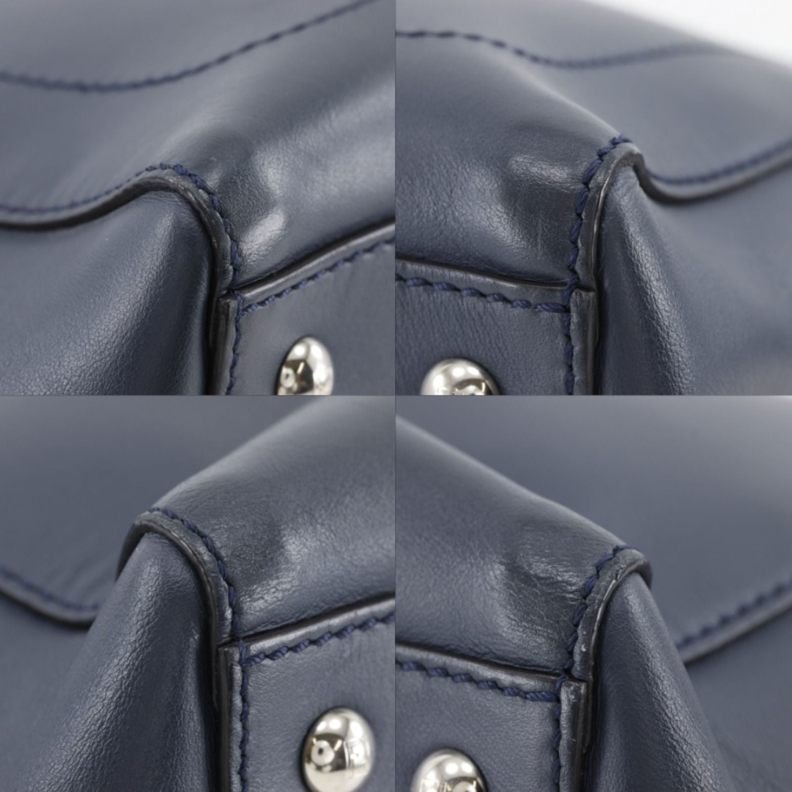 Fendi Com 2-Way Shoulder Calf Navy Blue Handbag — view 4