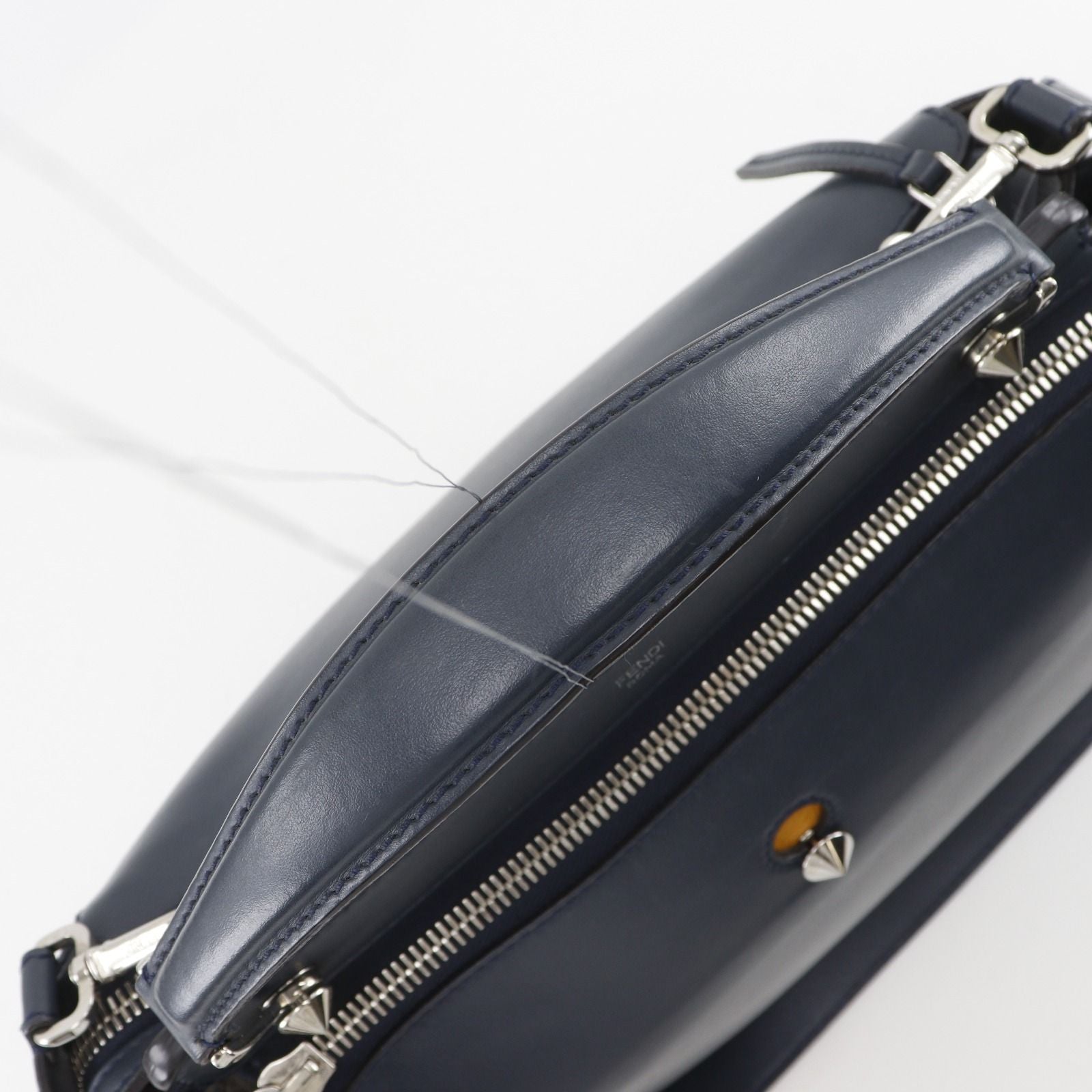 Fendi Com 2-Way Shoulder Calf Navy Blue Handbag — view 5