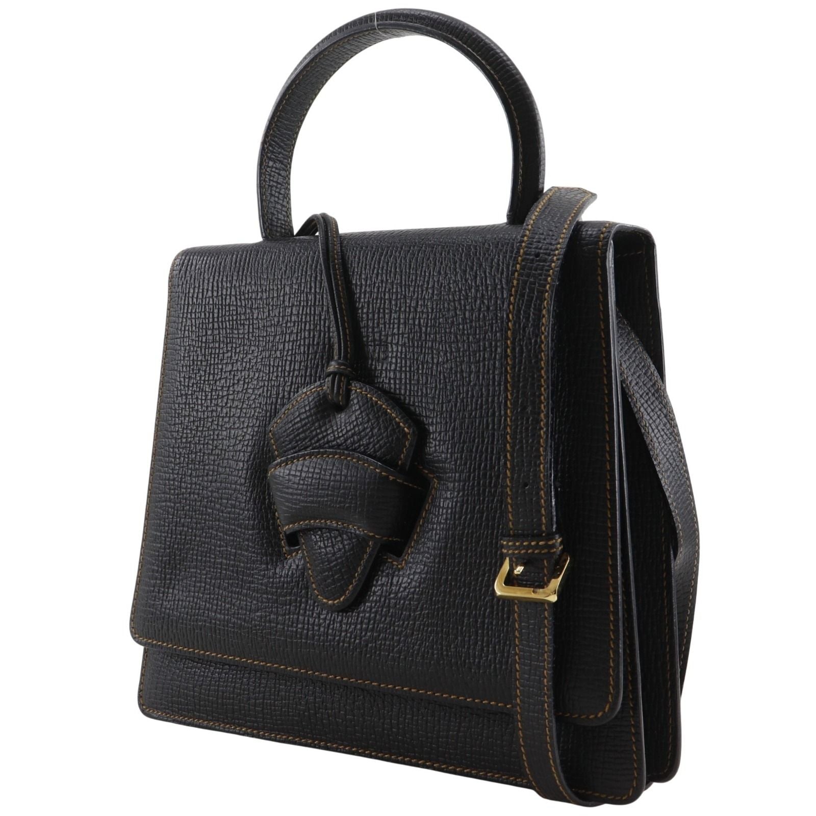 Loewe Barcelona 2-Way Shoulder Embossed Leather Black Handbag — view 2