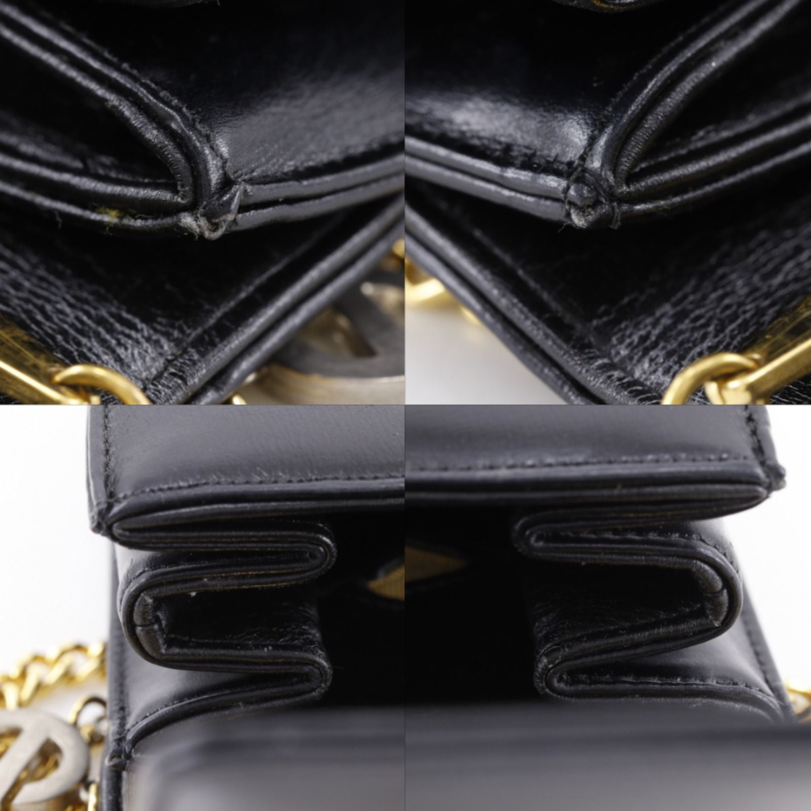 Dior Chain Shoulder 2-Way Clutch CD Logo Calf Black — view 9