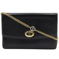 Dior Chain Shoulder 2-Way Clutch CD Logo Calf Black