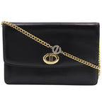 Dior Chain Shoulder 2-Way Clutch CD Logo Calf Black