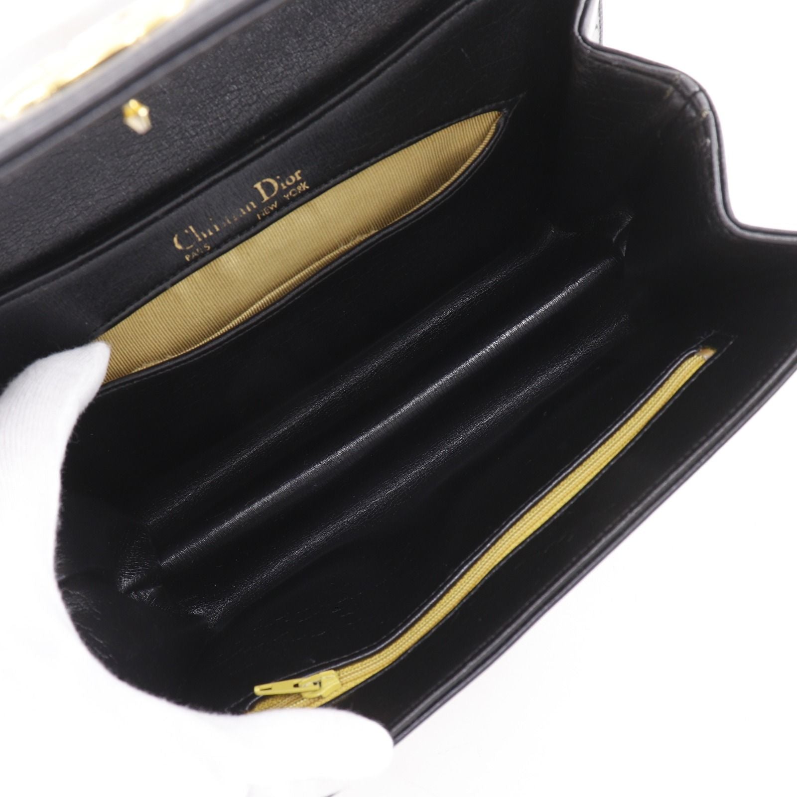 Dior Chain Shoulder 2-Way Clutch CD Logo Calf Black — view 5