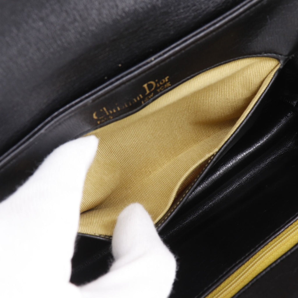 Dior Chain Shoulder 2-Way Clutch CD Logo Calf Black — view 6