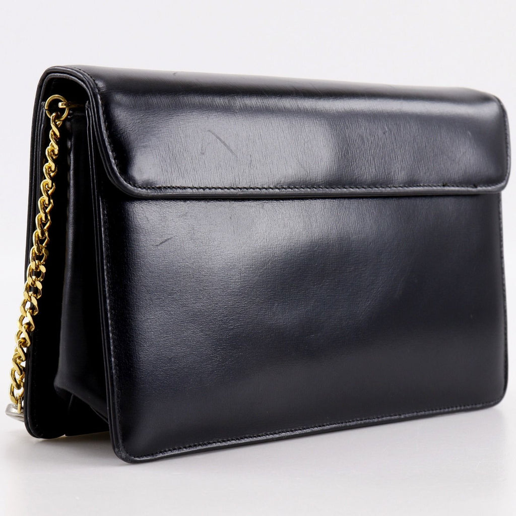 Dior Chain Shoulder 2-Way Clutch CD Logo Calf Black — view 3
