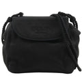 Prada Logo Fringe Satin Black Shoulder
