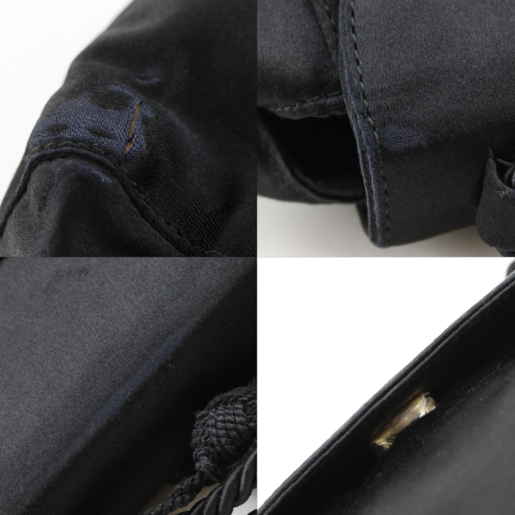 Prada Logo Fringe Satin Black Shoulder — view 9