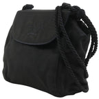 Prada Logo Fringe Satin Black Shoulder — view 2