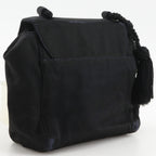 Prada Logo Fringe Satin Black Shoulder — view 3