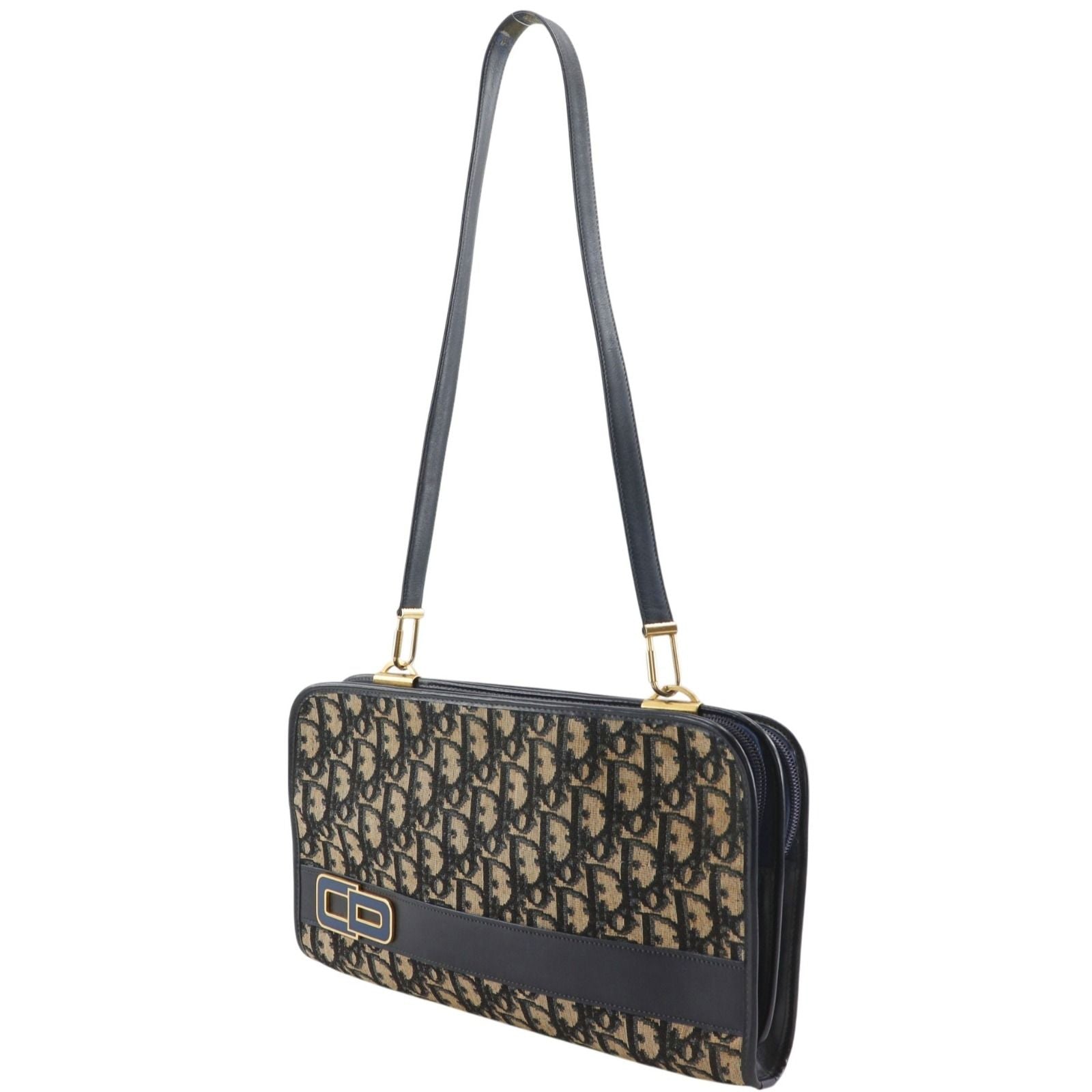 Dior Trotter Vintage Canvas Navy Shoulder — view 2