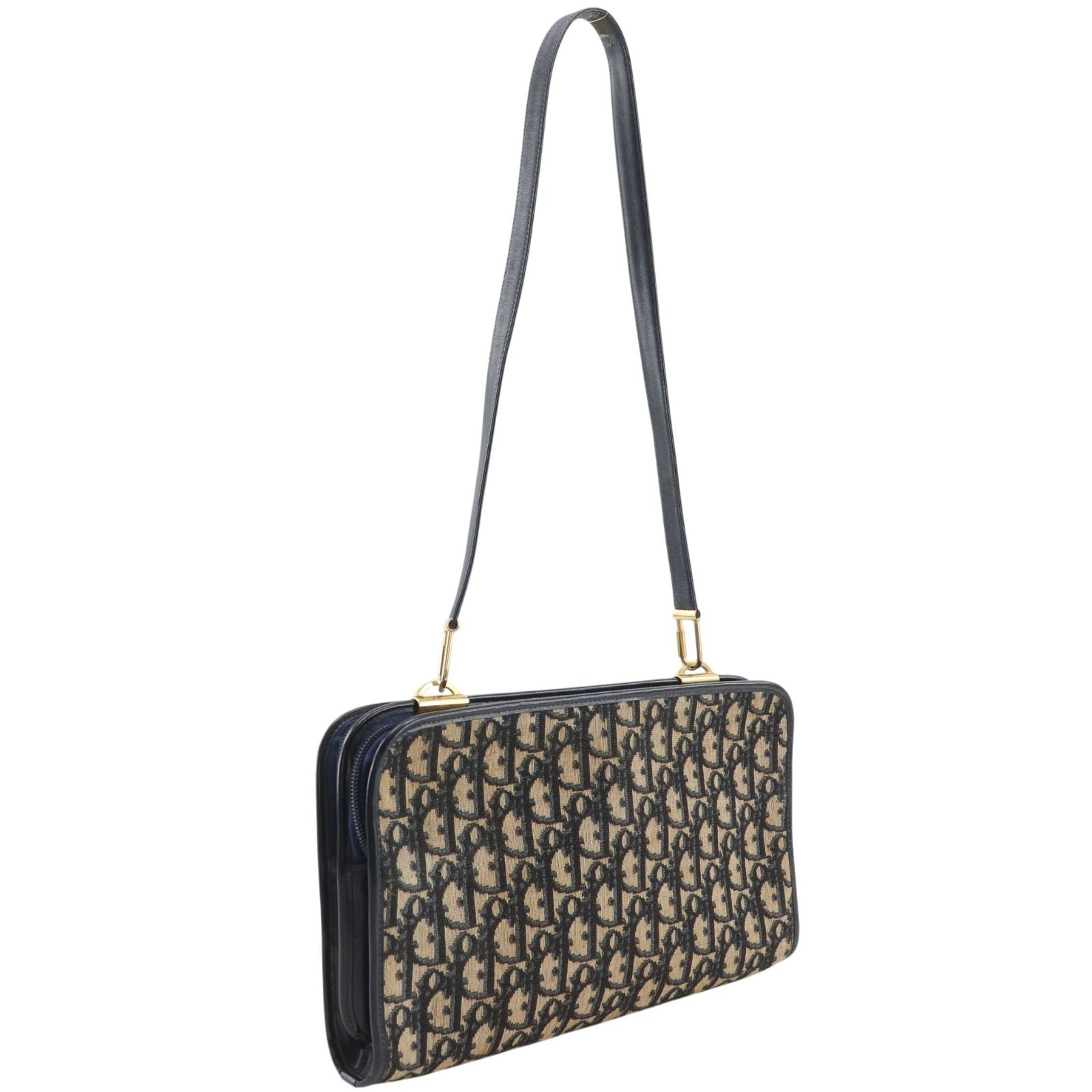 Dior Trotter Vintage Canvas Navy Shoulder — view 3