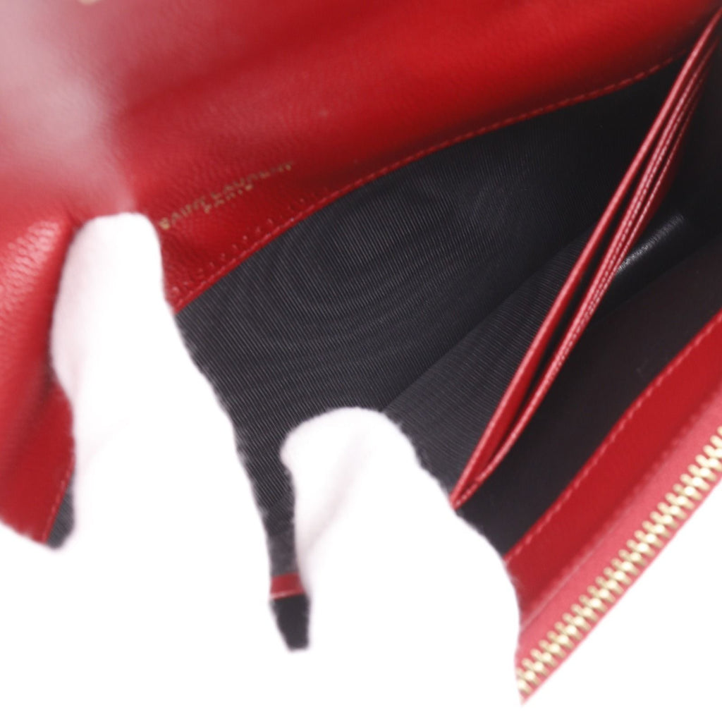 Saint Laurent Envelope Chain Shoulder Leather Red Wallet — view 7