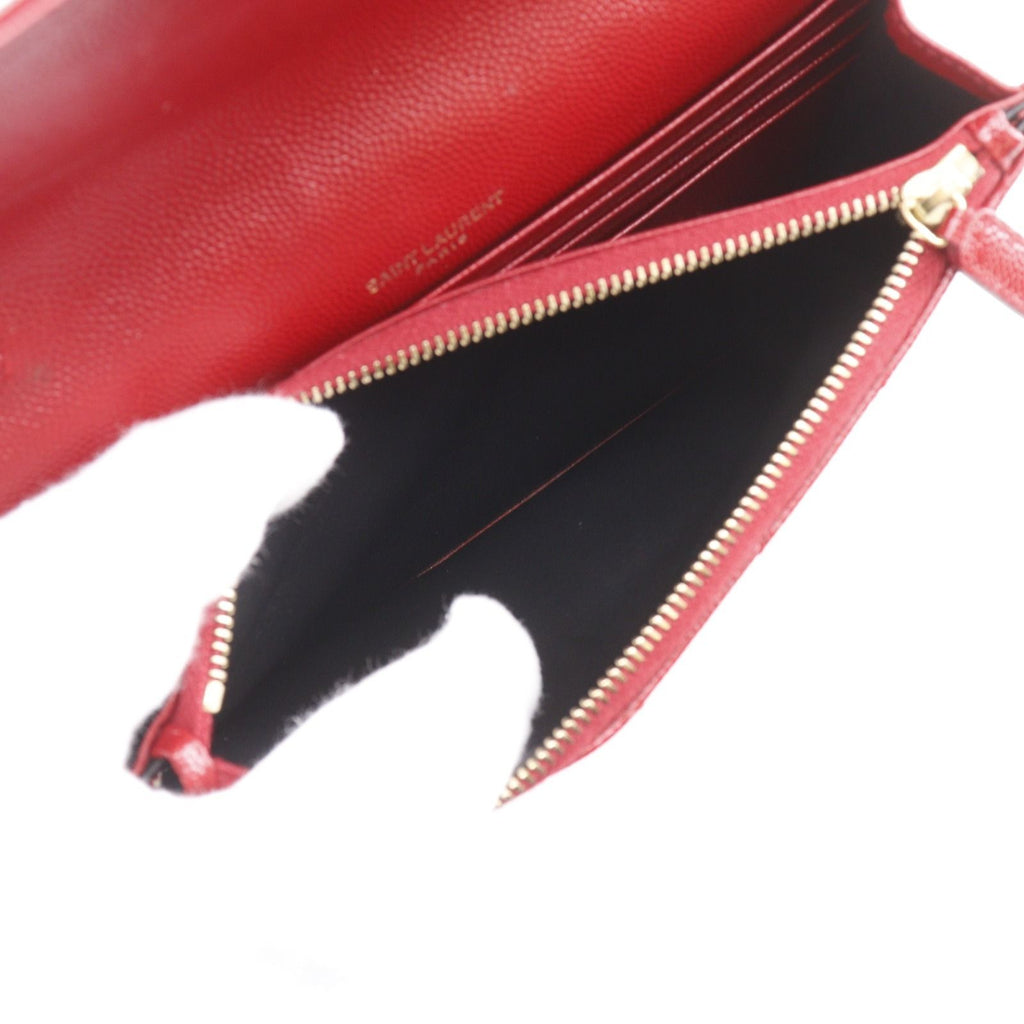 Saint Laurent Envelope Chain Shoulder Leather Red Wallet — view 5