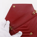 Saint Laurent Envelope Chain Shoulder Leather Red Wallet — view 8