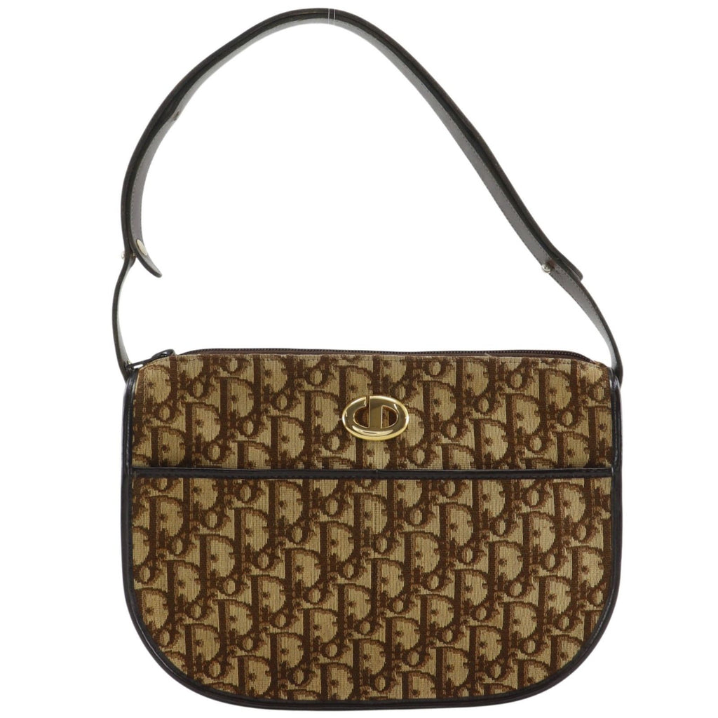 Dior Trotter CD Logo Vintage Canvas Brown Shoulder