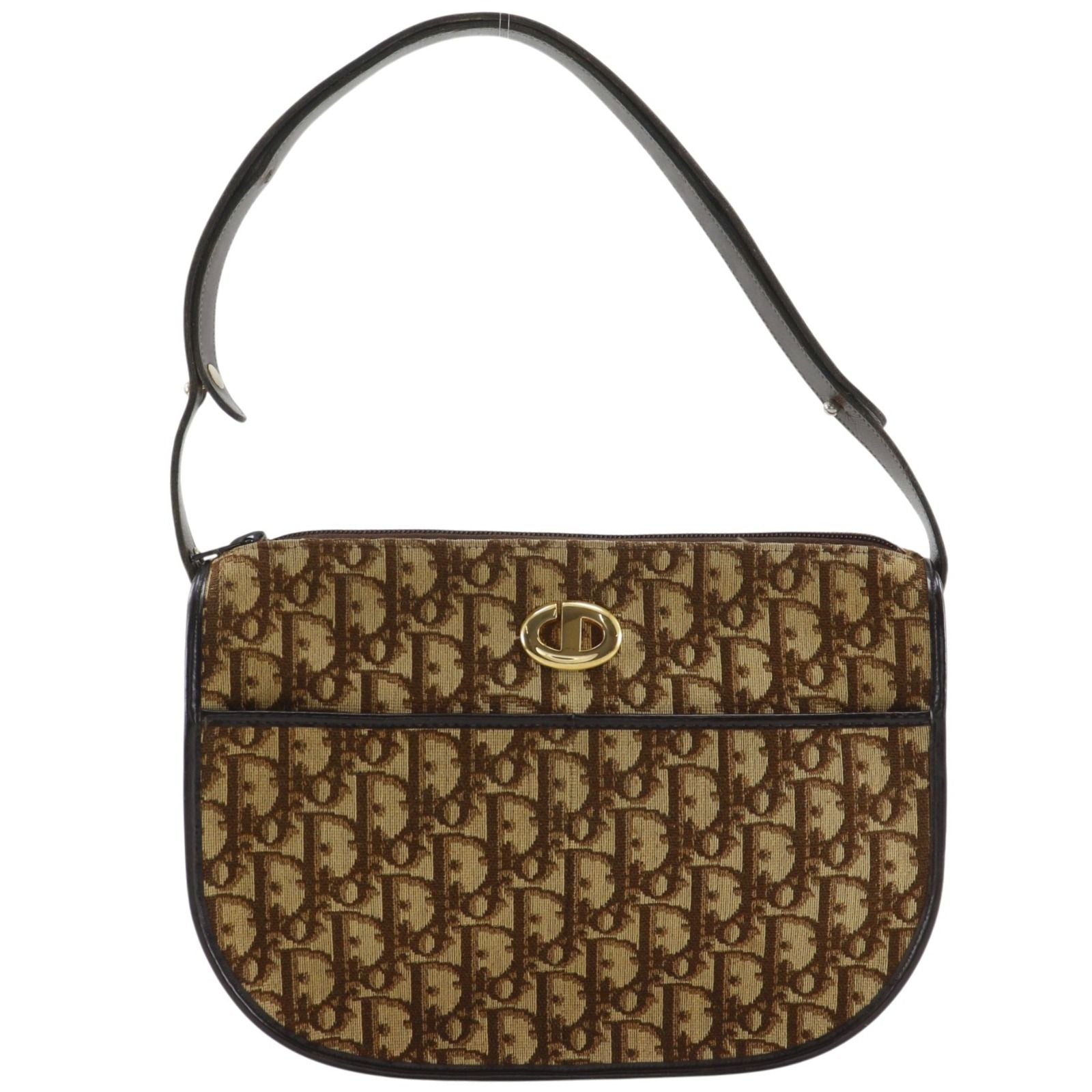 Dior Trotter CD Logo Vintage Canvas Brown Shoulder