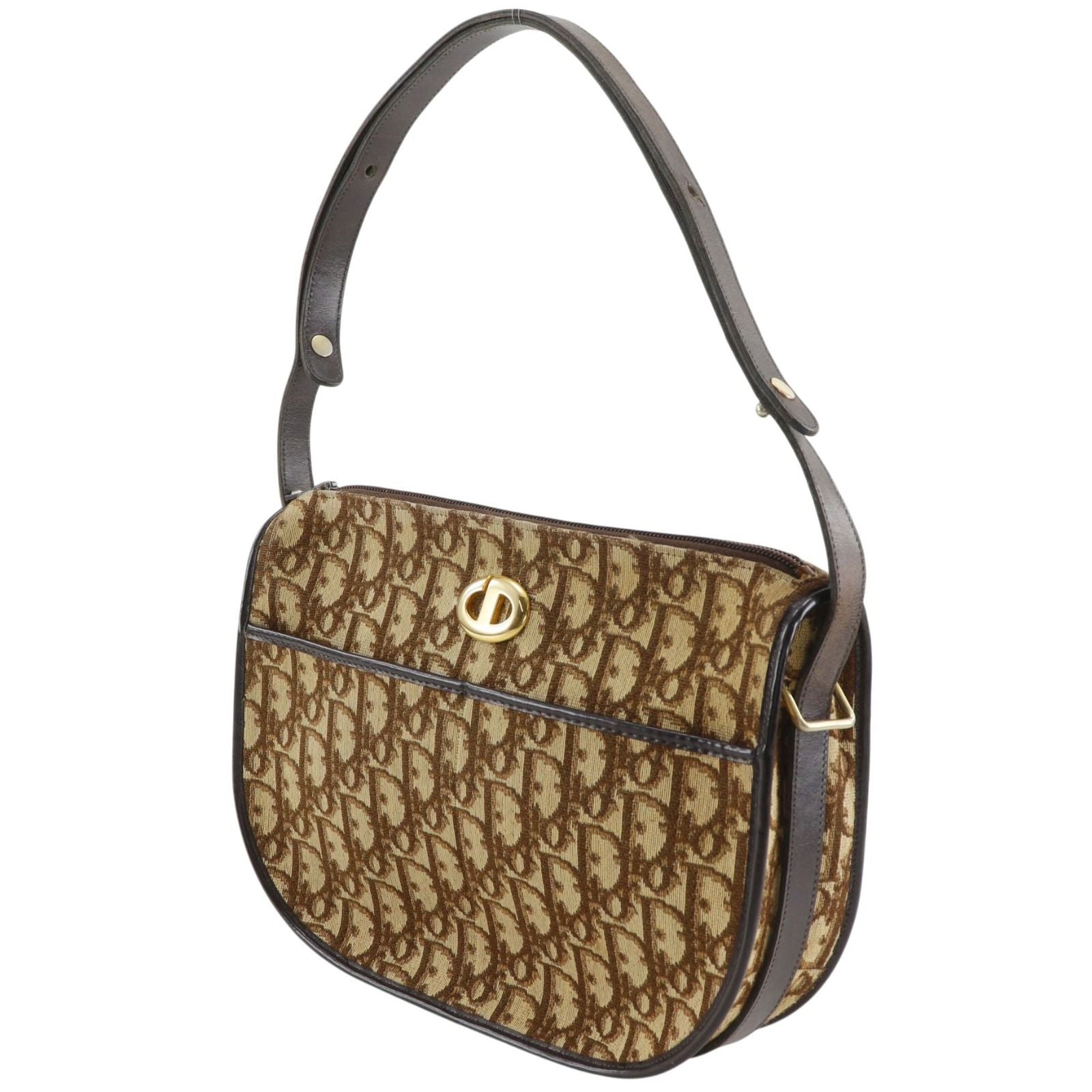 Dior Trotter CD Logo Vintage Canvas Brown Shoulder — view 2