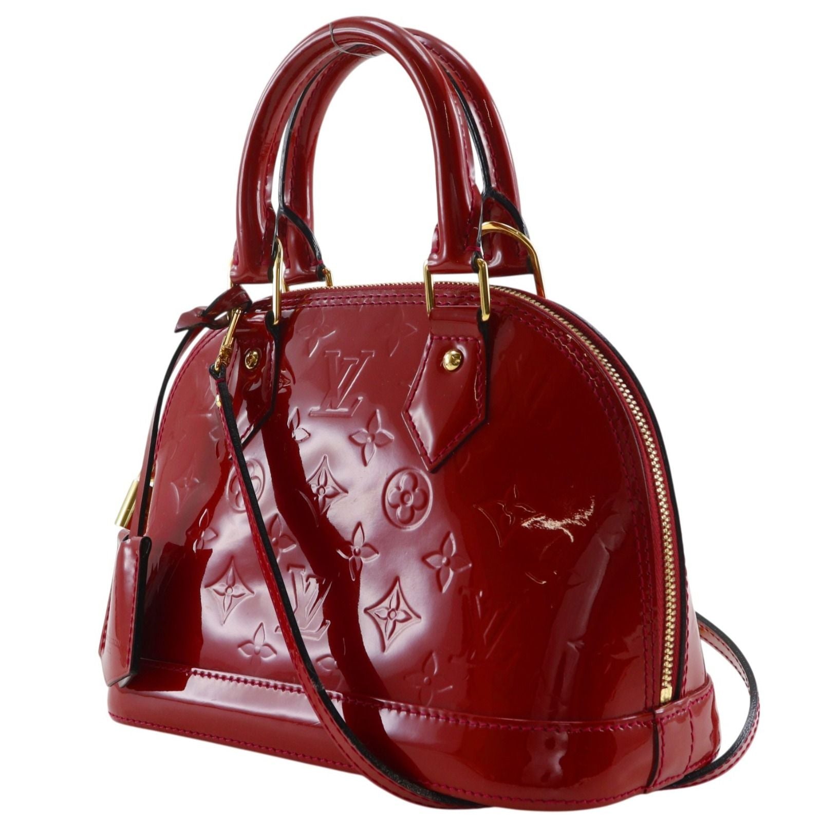 Louis Vuitton Alma BB 2-Way Shoulder Monogram Vernis Pomme D'amour Red Handbag — view 2
