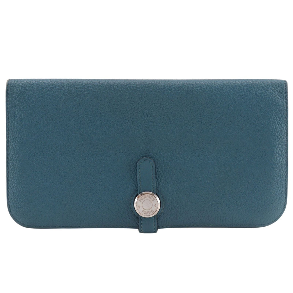 Hermes Dogon Long Taurillon Clemence Blue Wallet