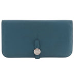 Hermes Dogon Long Taurillon Clemence Blue Wallet