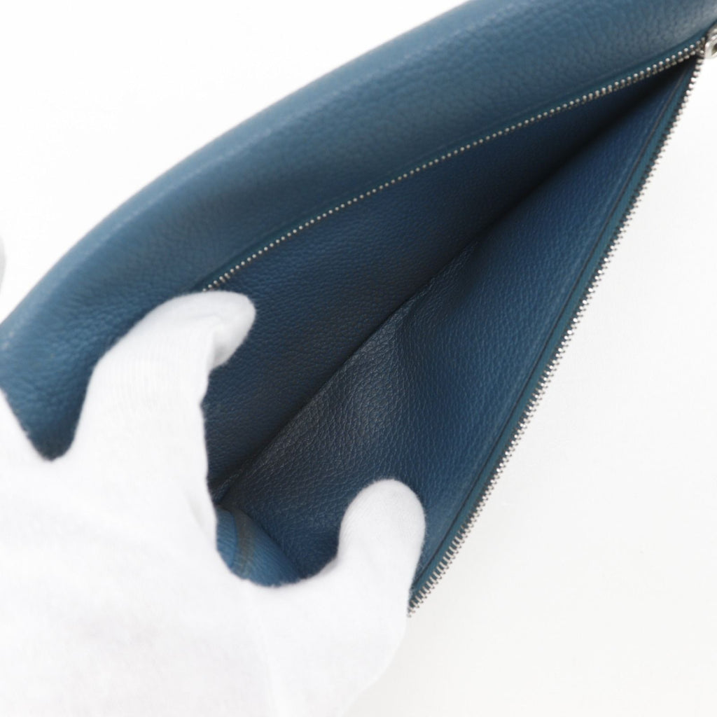 Hermes Dogon Long Taurillon Clemence Blue Wallet — view 8