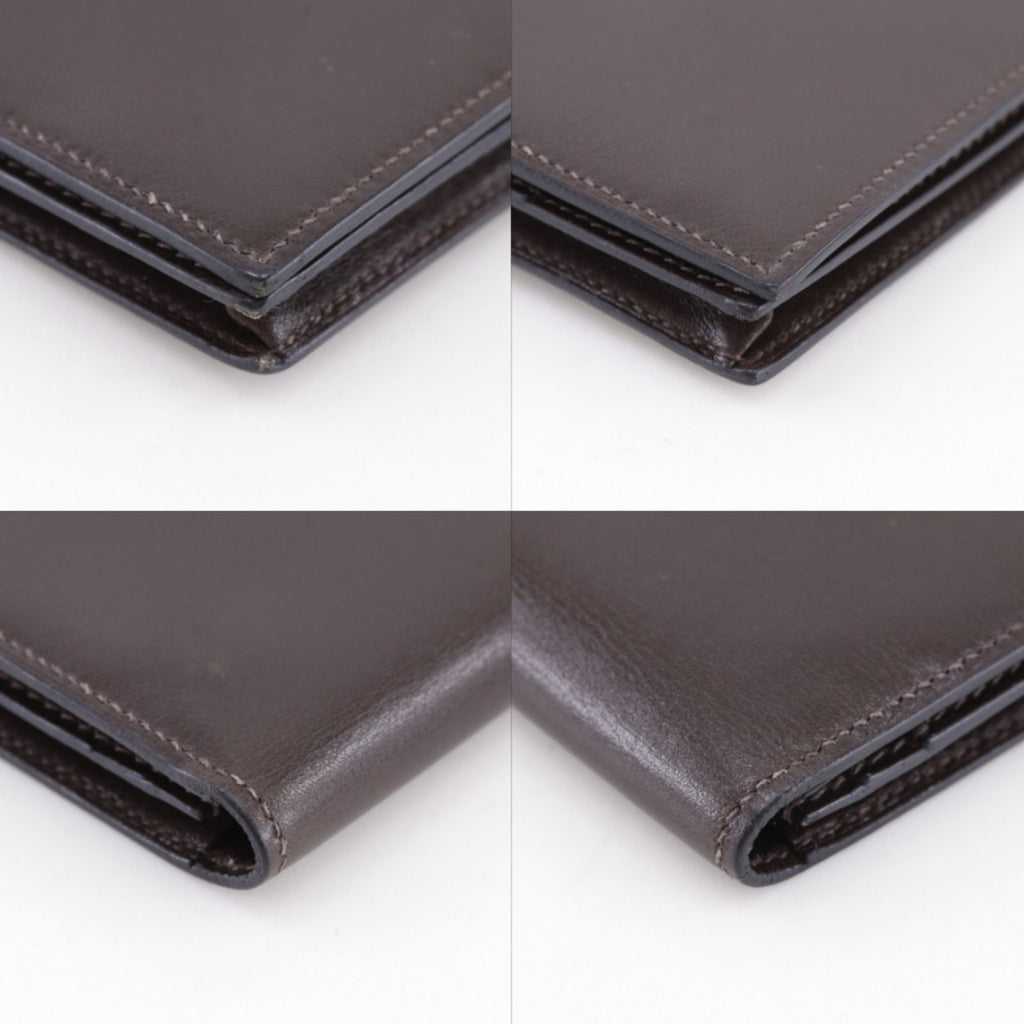 Hermes Bearn Souffle Box Calf Brown Silver Wallet — view 4