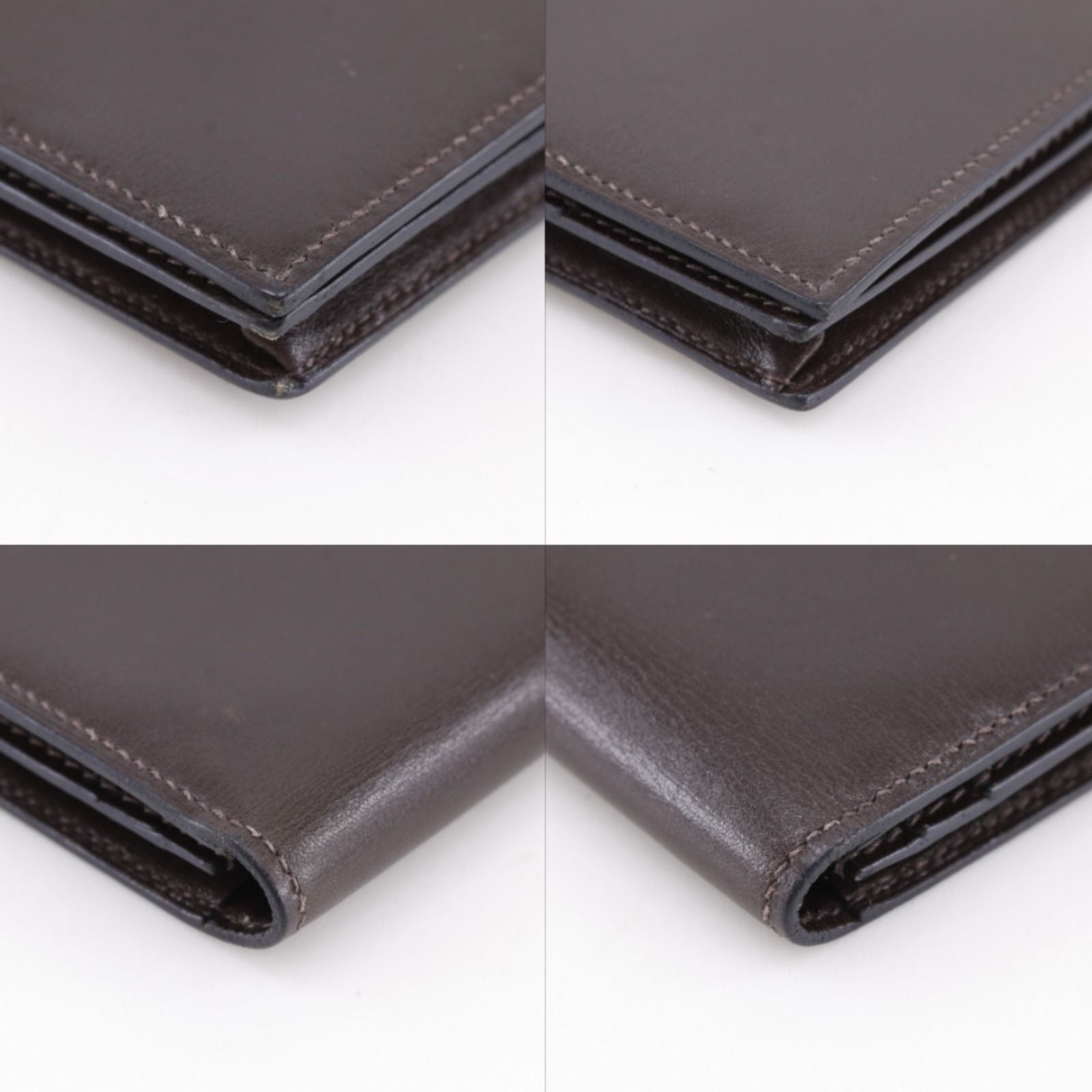 Hermes Bearn Souffle Box Calf Brown Silver Wallet — view 4